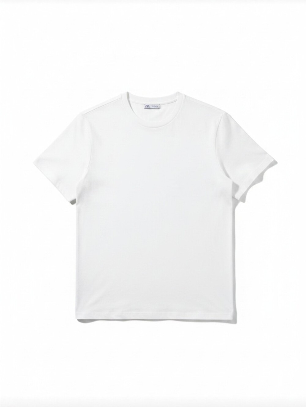 ZARA Man White Ribbed Knit T-Shirt | Crew Neck Basic Essential Tee S